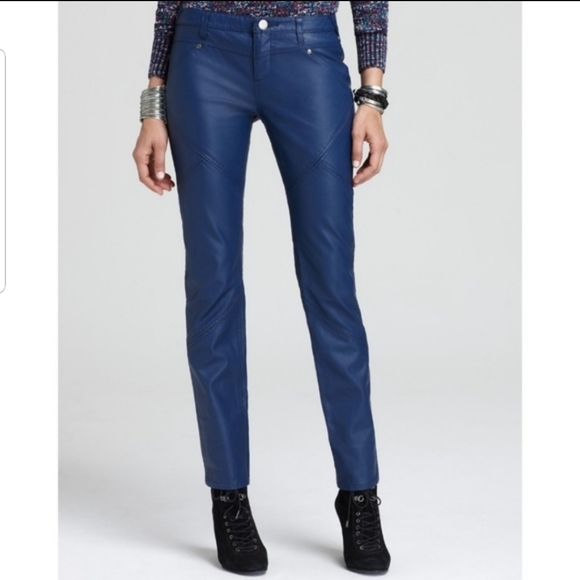 royal blue faux leather pants